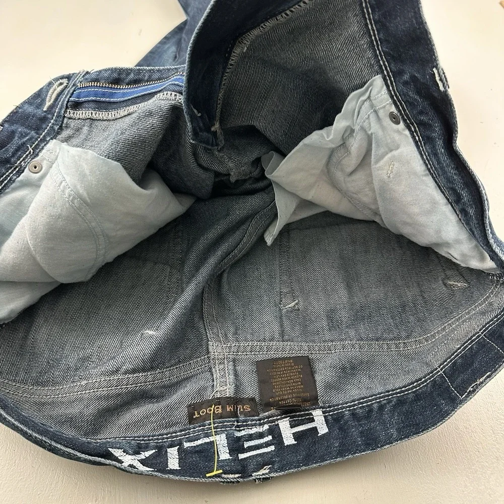 VTG Y2K Helix‎ Slim Boot Cut Jeans Men 34x30 Blue Medium Wash Denim Skate Grunge